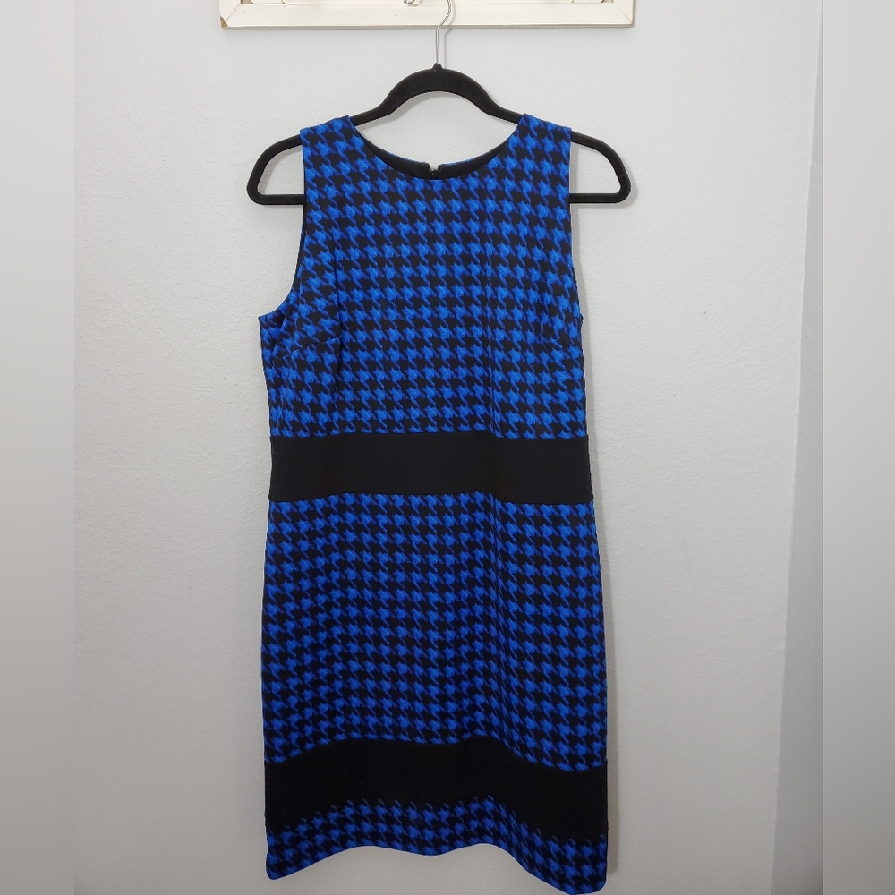 NWT Michael Kors blue houndstooth sheath dress